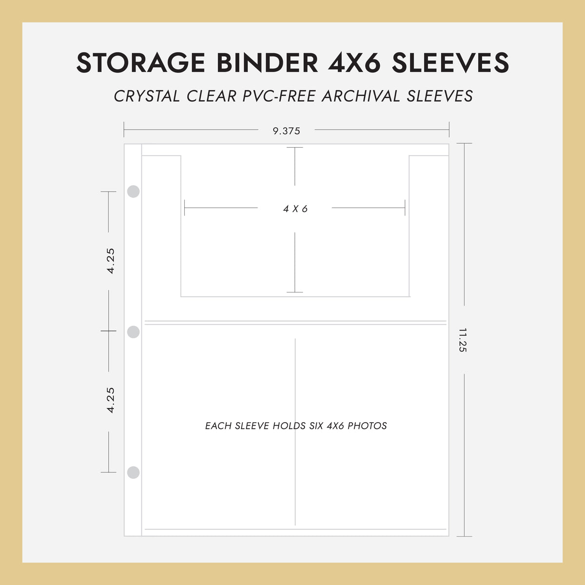 4x6 Storage Binder Sleeves (for 4x6 Photos) Set Of 10