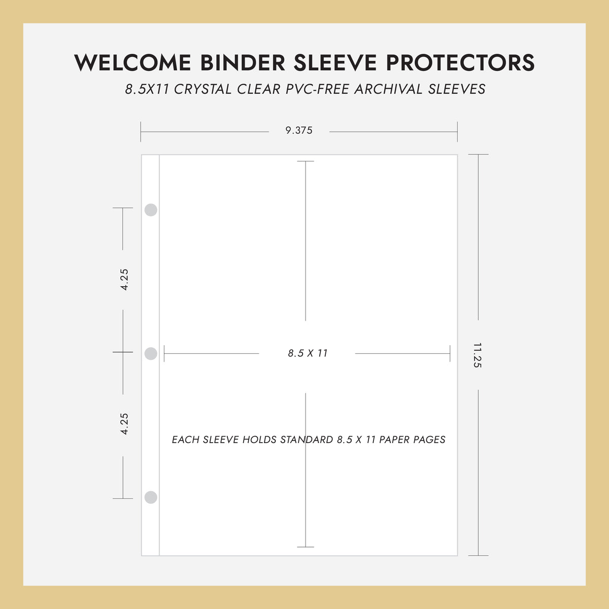 8.5x11 Welcome Binder Sheet Protectors (for 8.5 x 11 Documents) Set Of 10