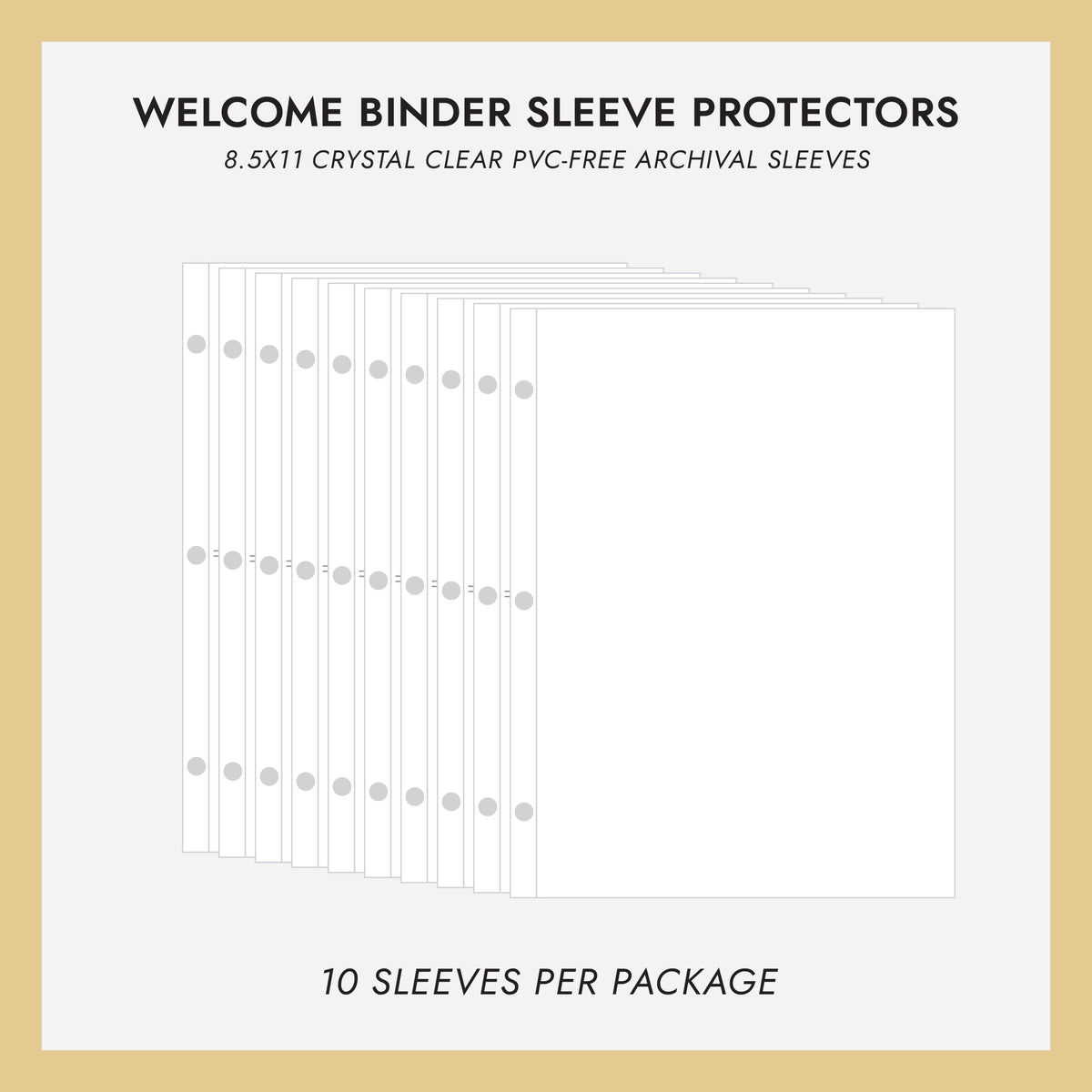 8.5x11 Welcome Binder Sheet Protectors (for 8.5 x 11 Documents) Set Of 10