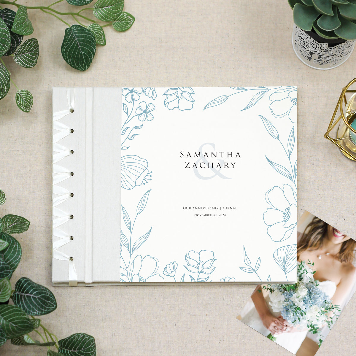 Anniversary Journal | Printed Cover: Blue Floral | Available Personalized