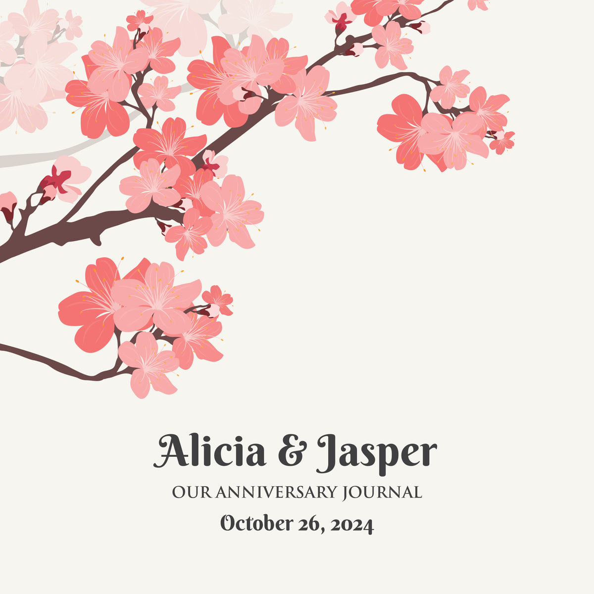 Personalized Anniversary Journal Cherry Blossom