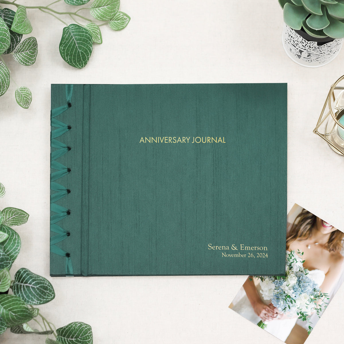 Anniversary Journal | Cover: Emerald Silk | Available Personalized