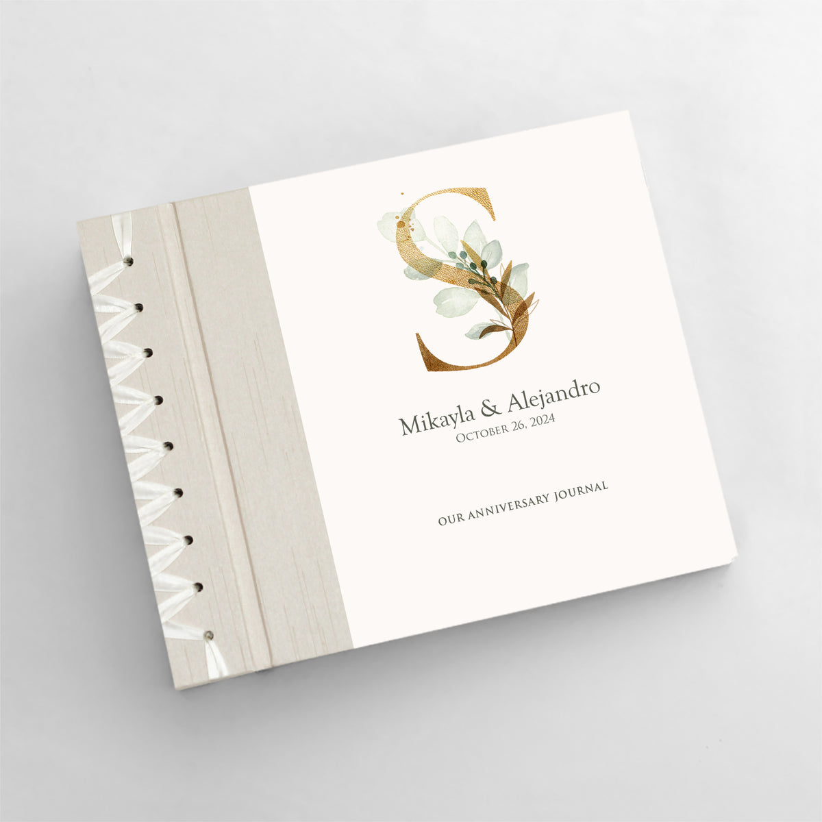 Anniversary Journal | Printed Cover: Green Leaf Monogram | Available Personalized