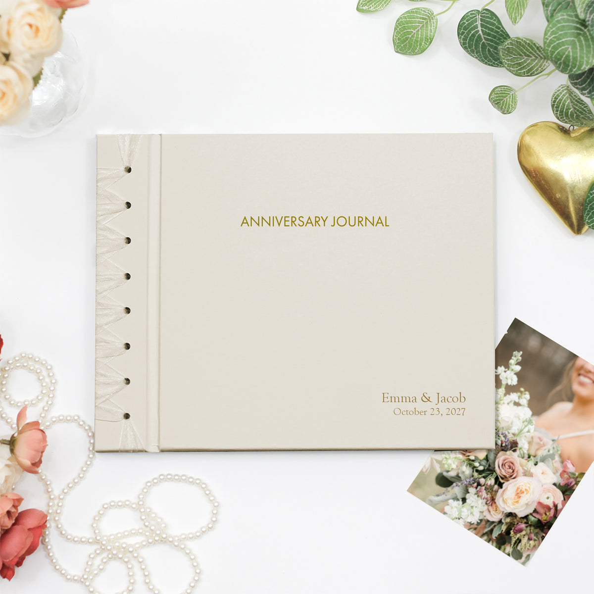 The Anniversary Journal | Pearl White Vegan Leather