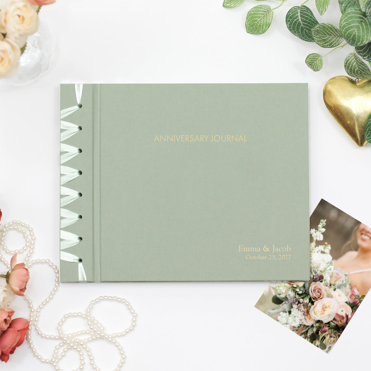 The Anniversary Journal | Sage Green Cotton