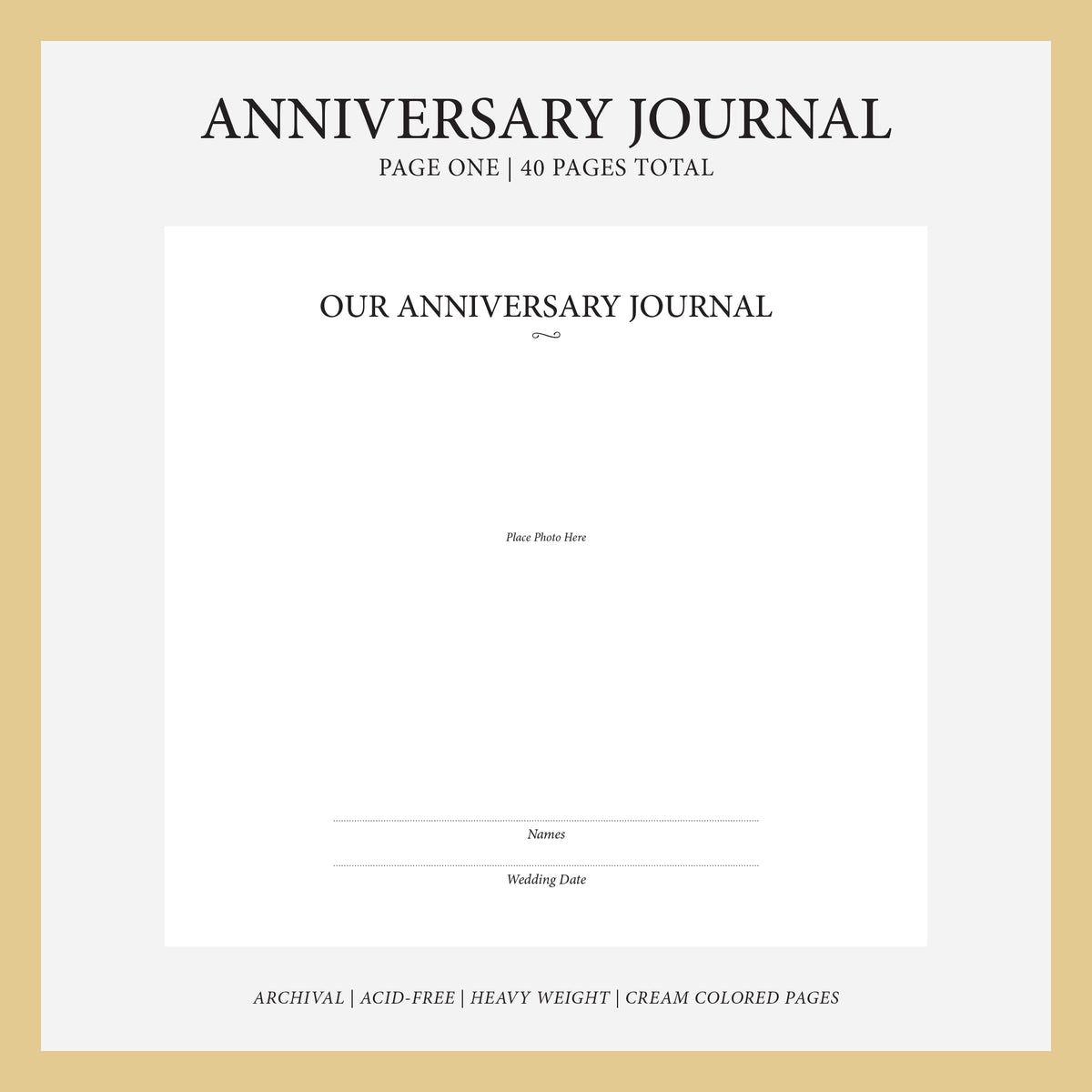 Anniversary Journal | Printed Cover: Ivory Script | Available Personalized
