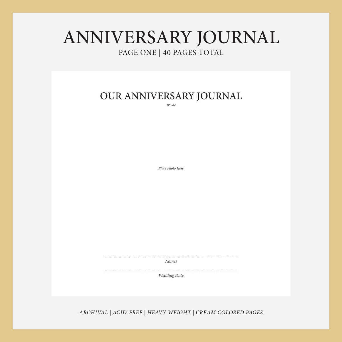 Anniversary Journal | Cover: Navy Blue Cotton | Available Personalized