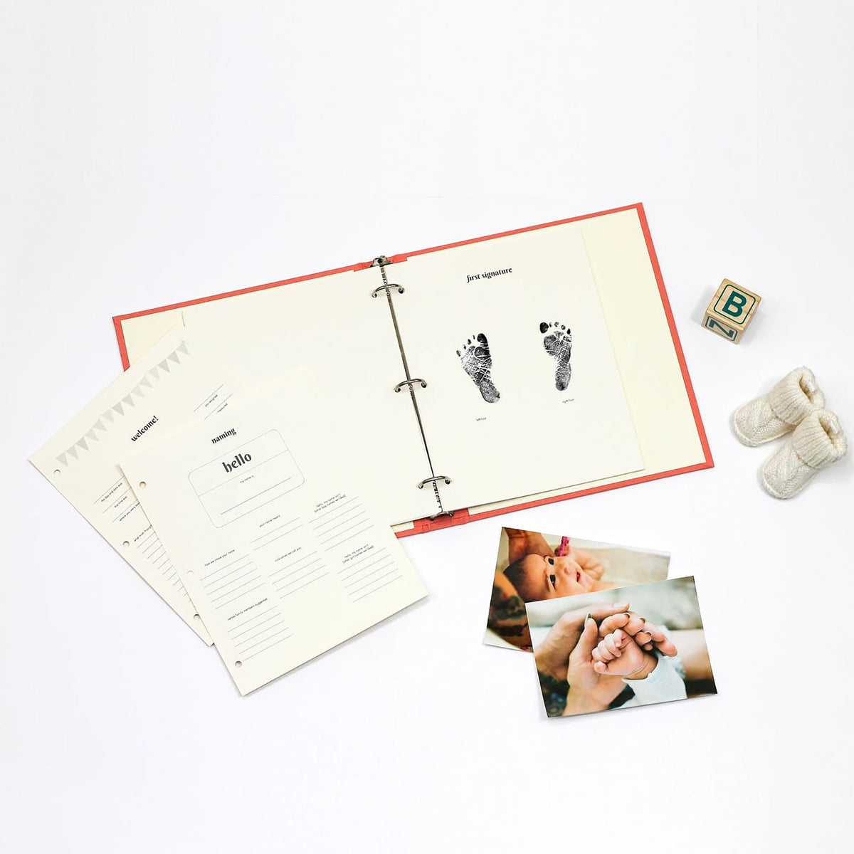 Personalized Baby Memory Binder | Cover: Navy Blue Cotton | Select Your Own Pages