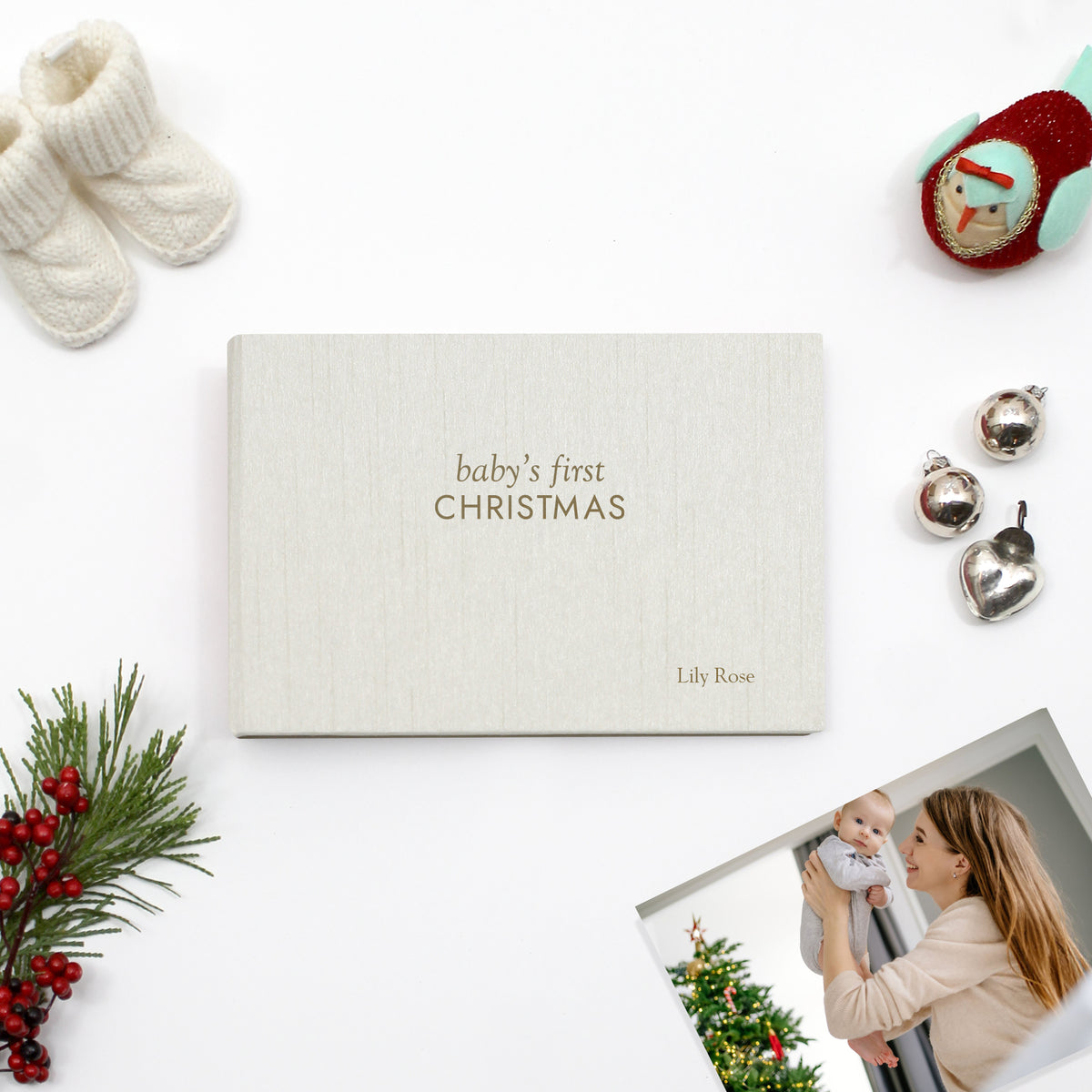 Baby's First Christmas Album | Ivory Silk Cover | for 4x6 or 5x7 Photos