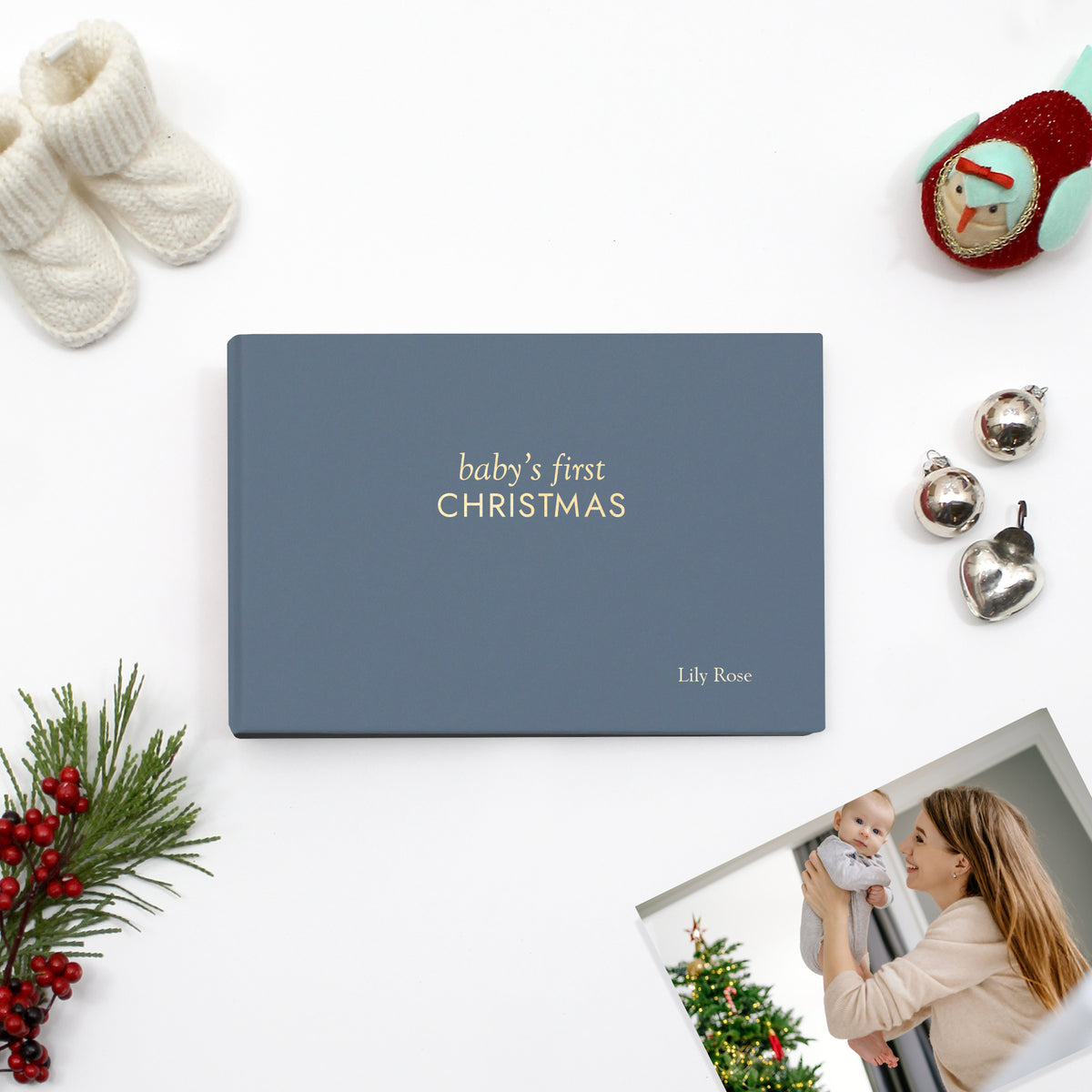 Baby's First Christmas Album | Ocean Blue Vegan Cover | for 4x6 or 5x7 Photos
