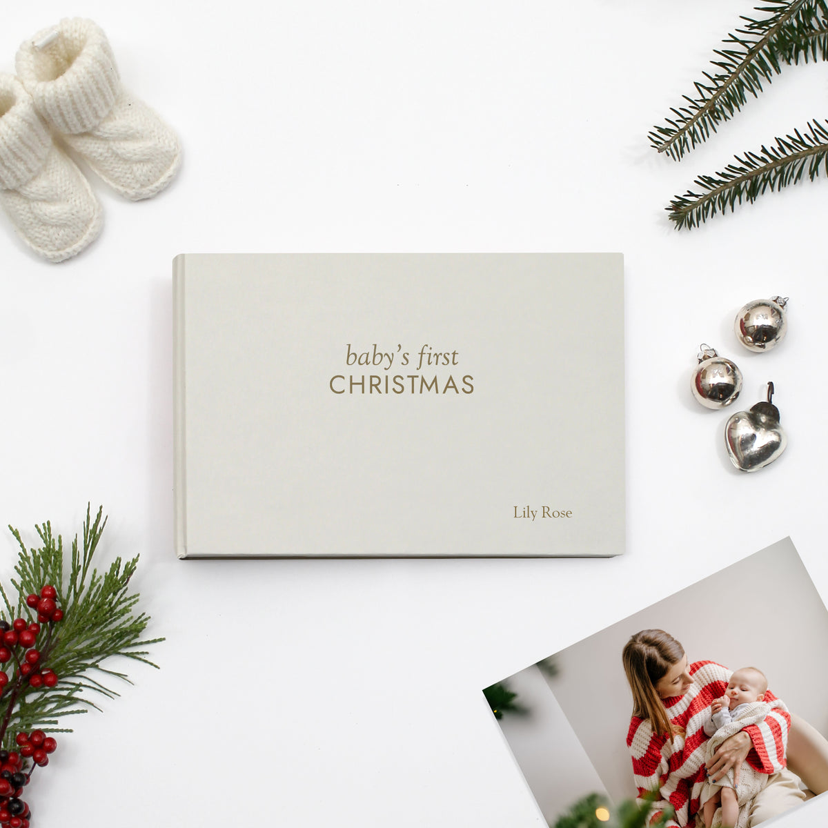 Baby's First Christmas Album | Pearl Vegan Cover | for 4x6 or 5x7 Photos