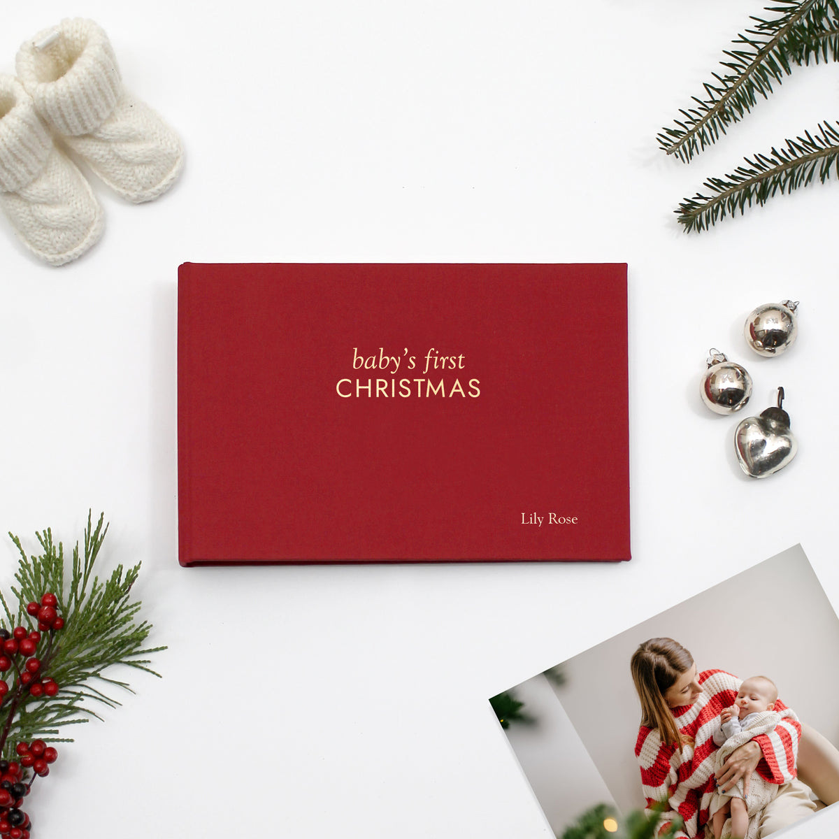 Baby's First Christmas Album | Red Vegan Cover | for 4x6 or 5x7 Photos