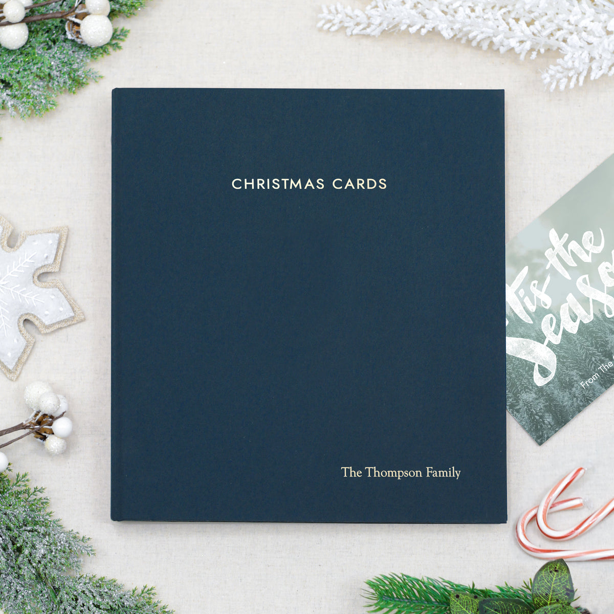 Christmas Card Album | Cover: Navy Blue Cotton | Available Personalized