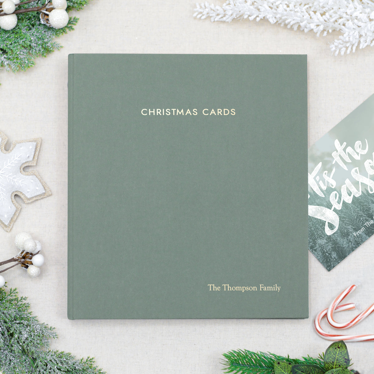 Christmas Card Album | Cover: Jade Green Cotton | Available Personalized