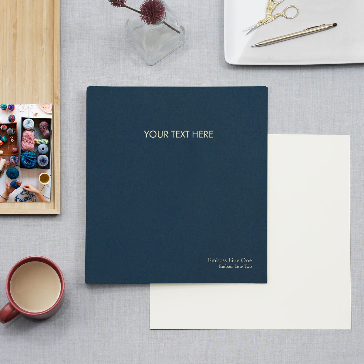 Custom Binder with Navy Blue Cotton Cover