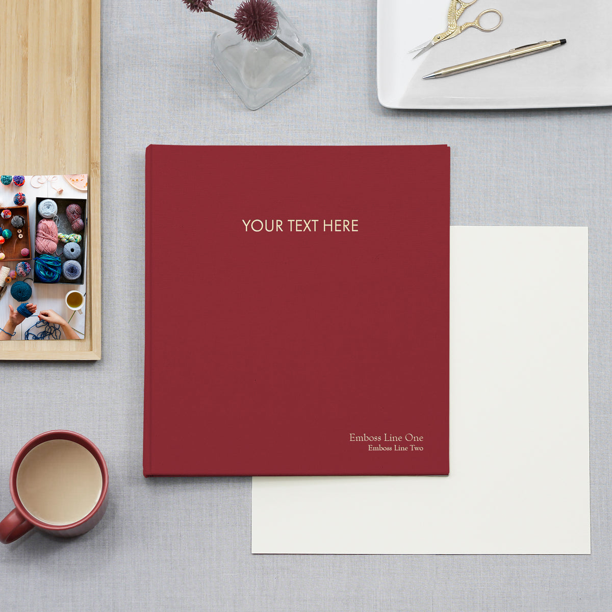 Custom Binder with Cranberry Red Cotton Cover