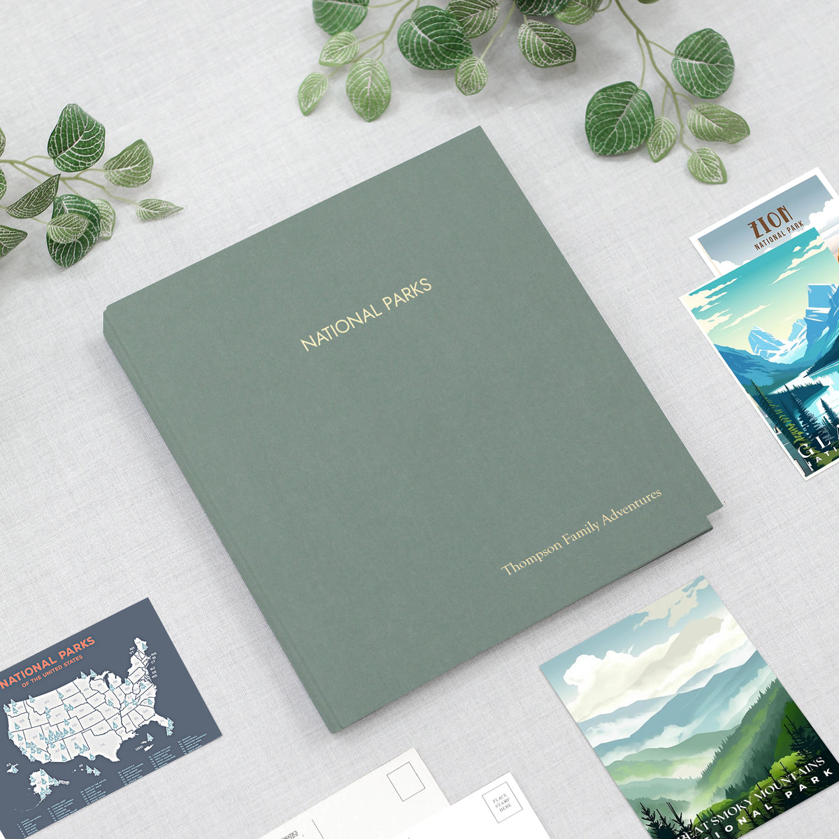 National Parks Album | Cover: Jade Green Cotton | Available Personalized
