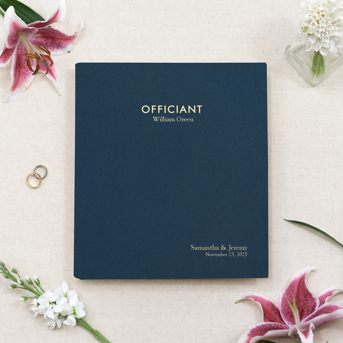Officiant Binder | Cover: Navy Blue Cotton | Available Personalized