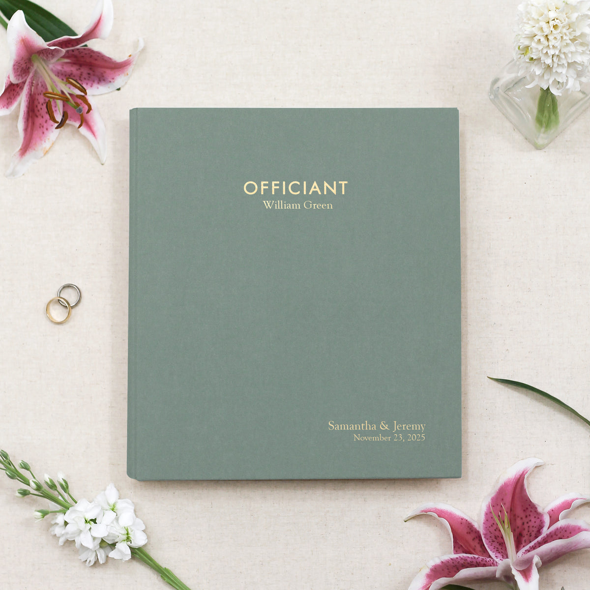 Officiant Binder | Cover: Jade Green Cotton | Available Personalized
