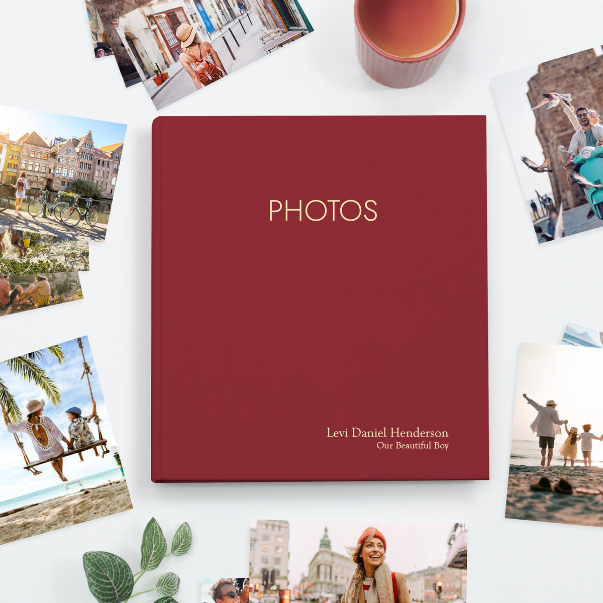 Large Photo Binder For 4x6 Photos | Cover: Cranberry Red Cotton | Available Personalized