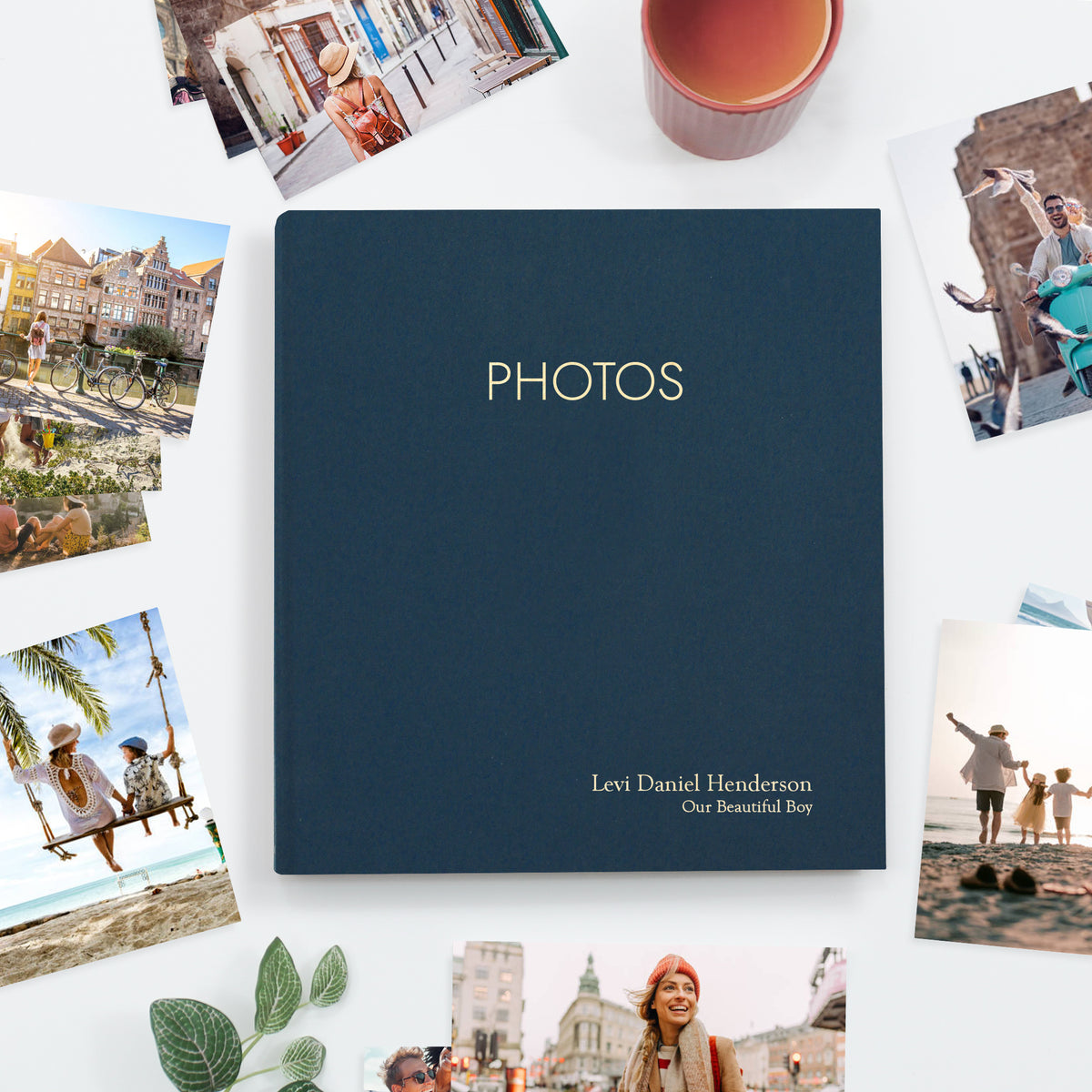 Large Photo Binder For 4x6 Photos | Cover: Navy Blue Cotton | Available Personalized