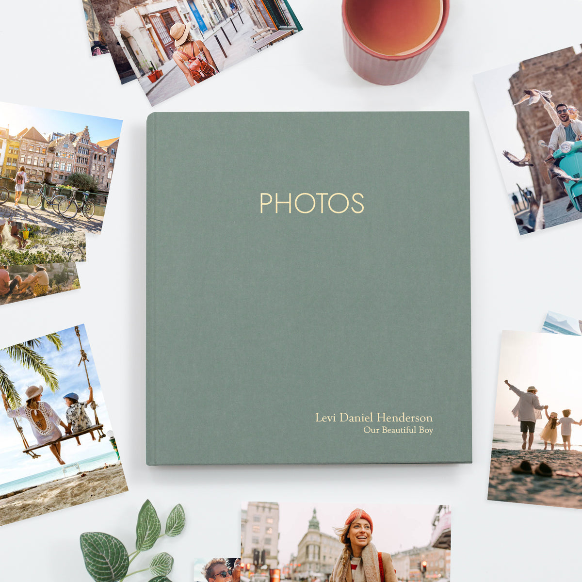 Large Photo Binder For 4x6 Photos | Cover: Jade Green Cotton | Available Personalized