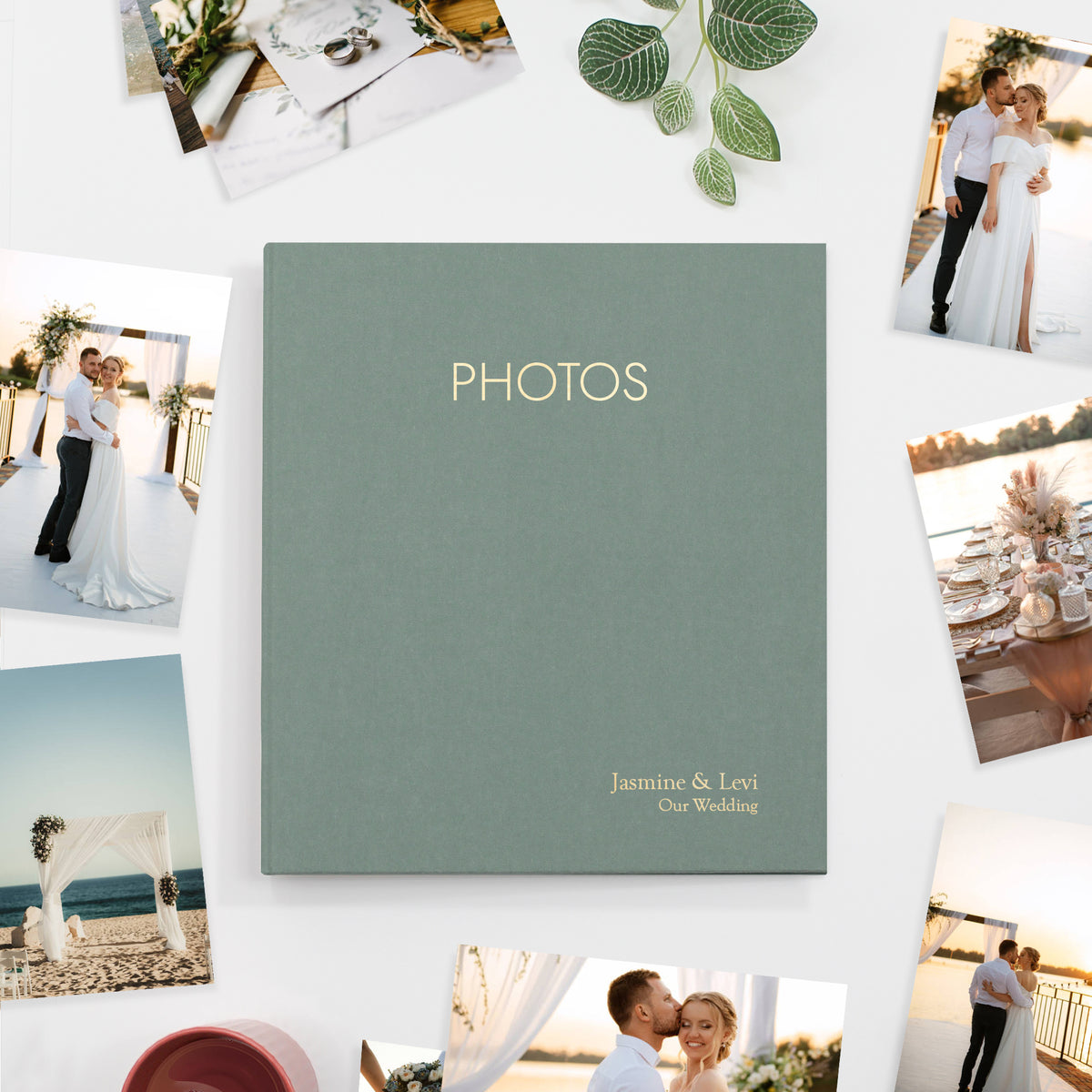 Large Photo Binder for 5x7 photos | Cover: Jade Green Cotton | Available Personalized