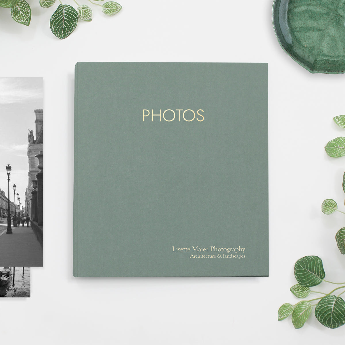 Large Photo Binder For 8x10 Photos | Cover: Jade Green Cotton | Available Personalized