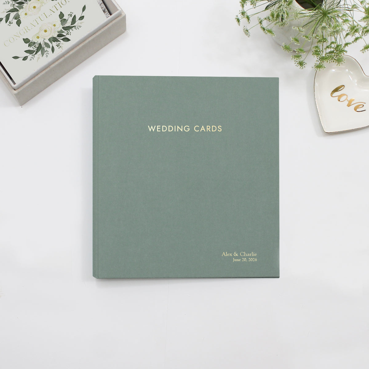 Wedding Card Album | Cover: Jade Green Cotton | Available Personalized