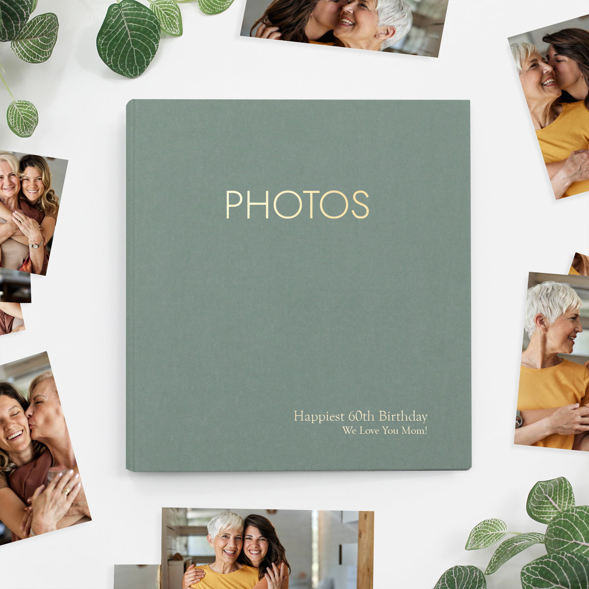 Medium Photo Binder For 4x6 Photos | Cover: Jade Green Cotton | Available Personalized