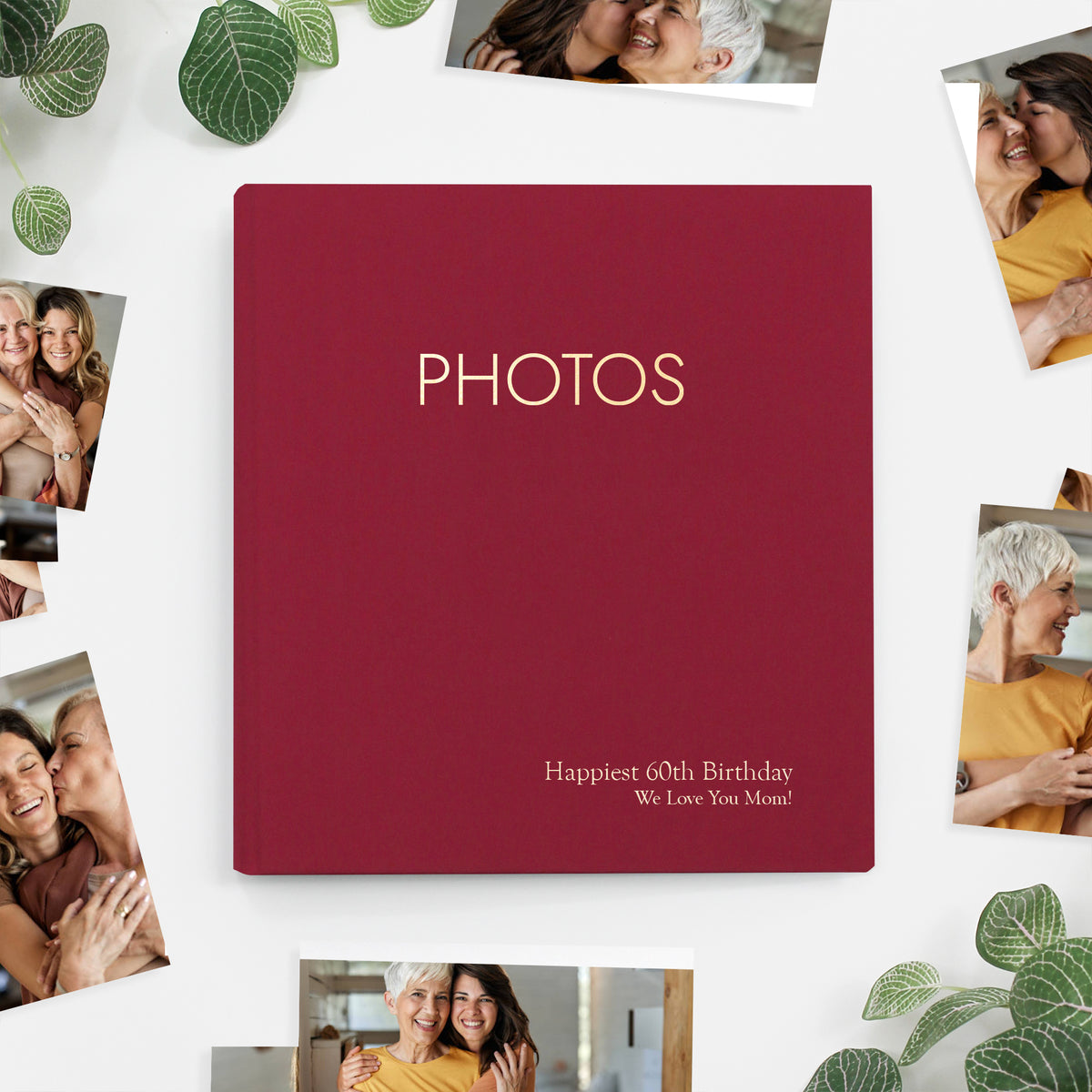 Medium Photo Binder For 4x6 Photos | Cover: Cranberry Red Cotton | Available Personalized