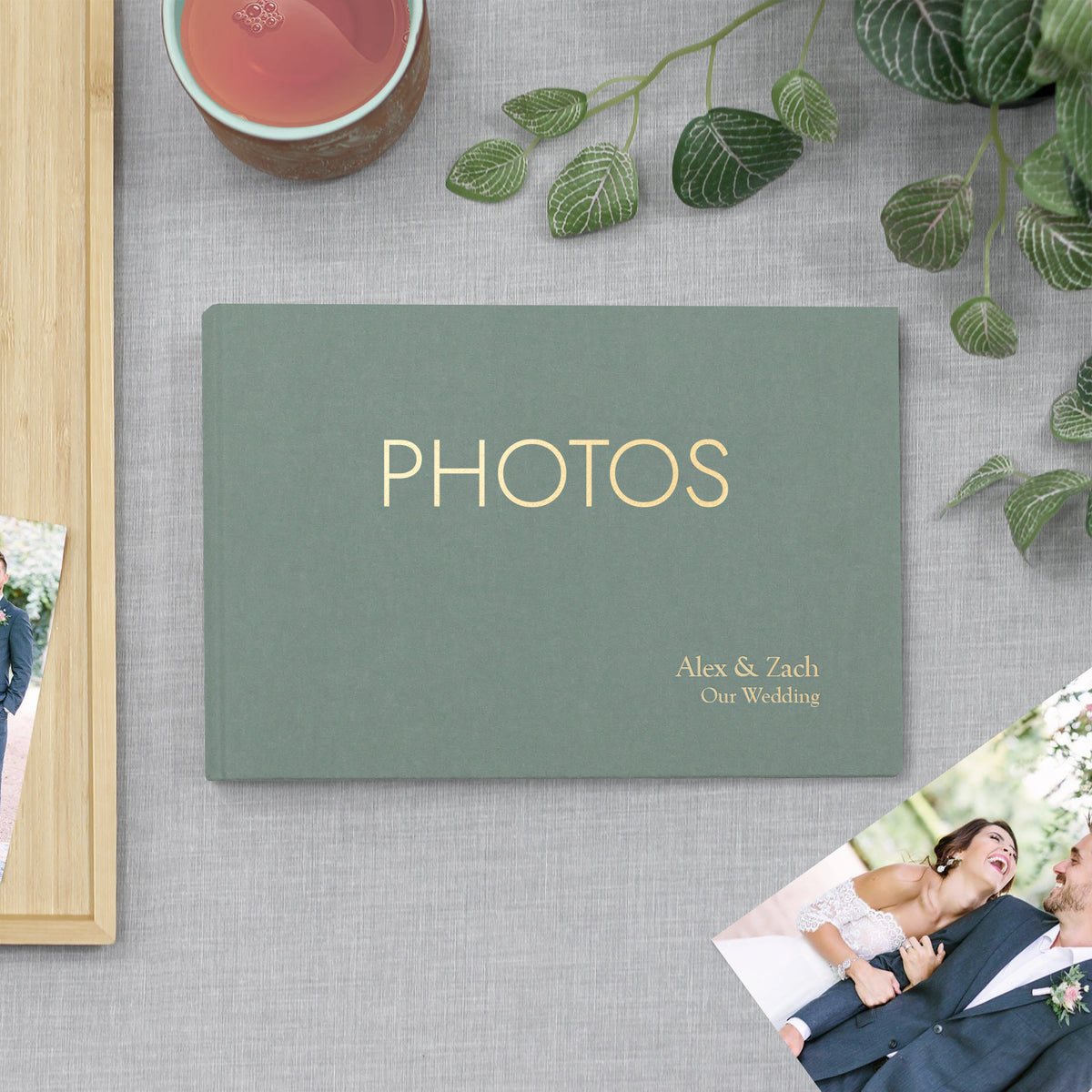 Small Photo Binder | for 5x7 Photos | with Jade Green Cotton Cover