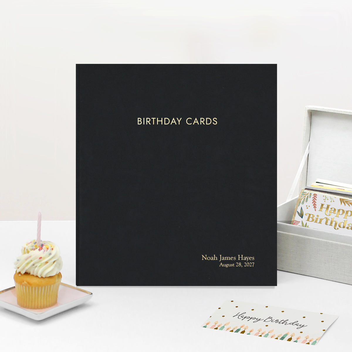 The Birthday Card Binder | Black Vegan Leather