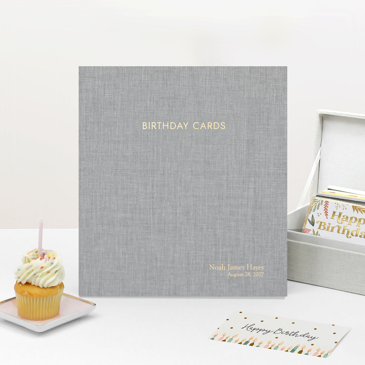 The Birthday Card Binder | Light Gray Linen