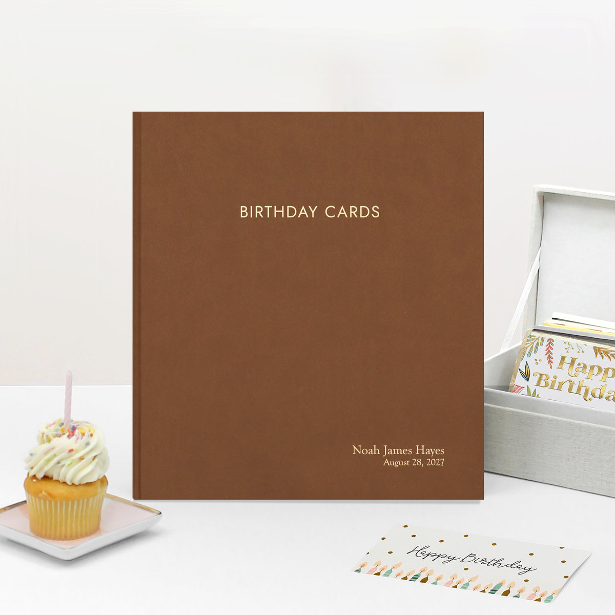 The Birthday Card Binder | Brown Vegan Leather