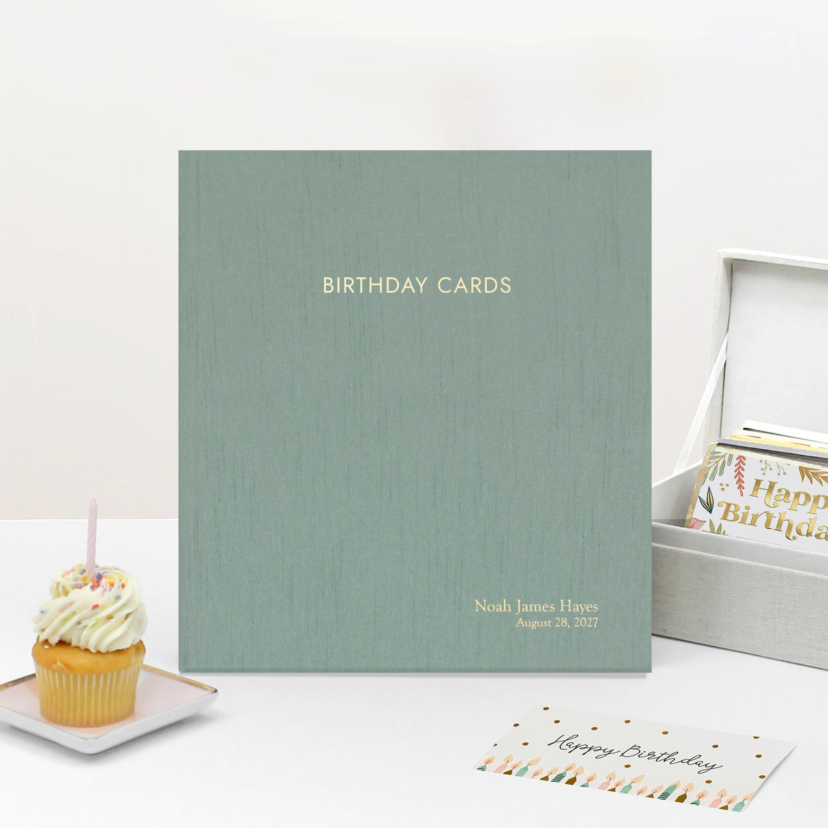 The Birthday Card Binder | Robin's Egg Blue Silk