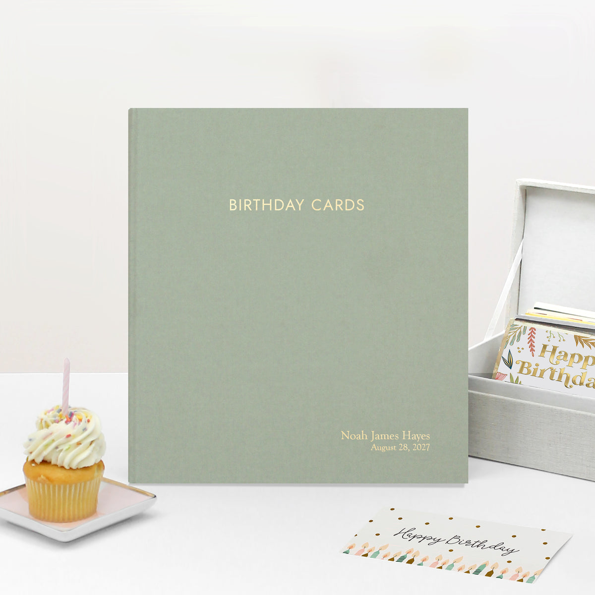 The Birthday Card Binder | Sage Green Cotton