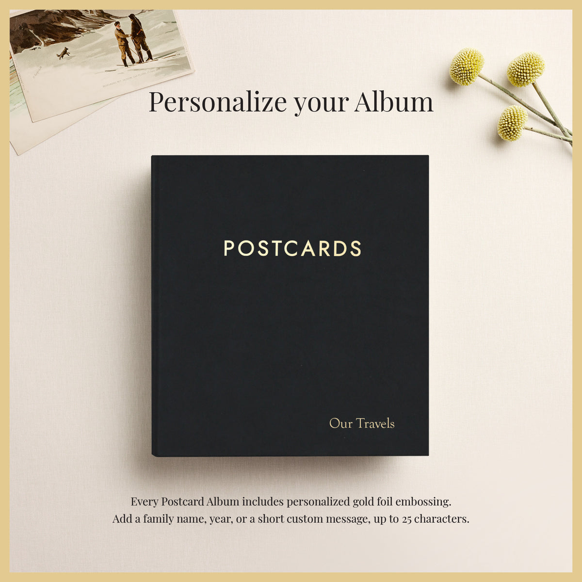 The Medium Postcard Album | Black Vegan Leather