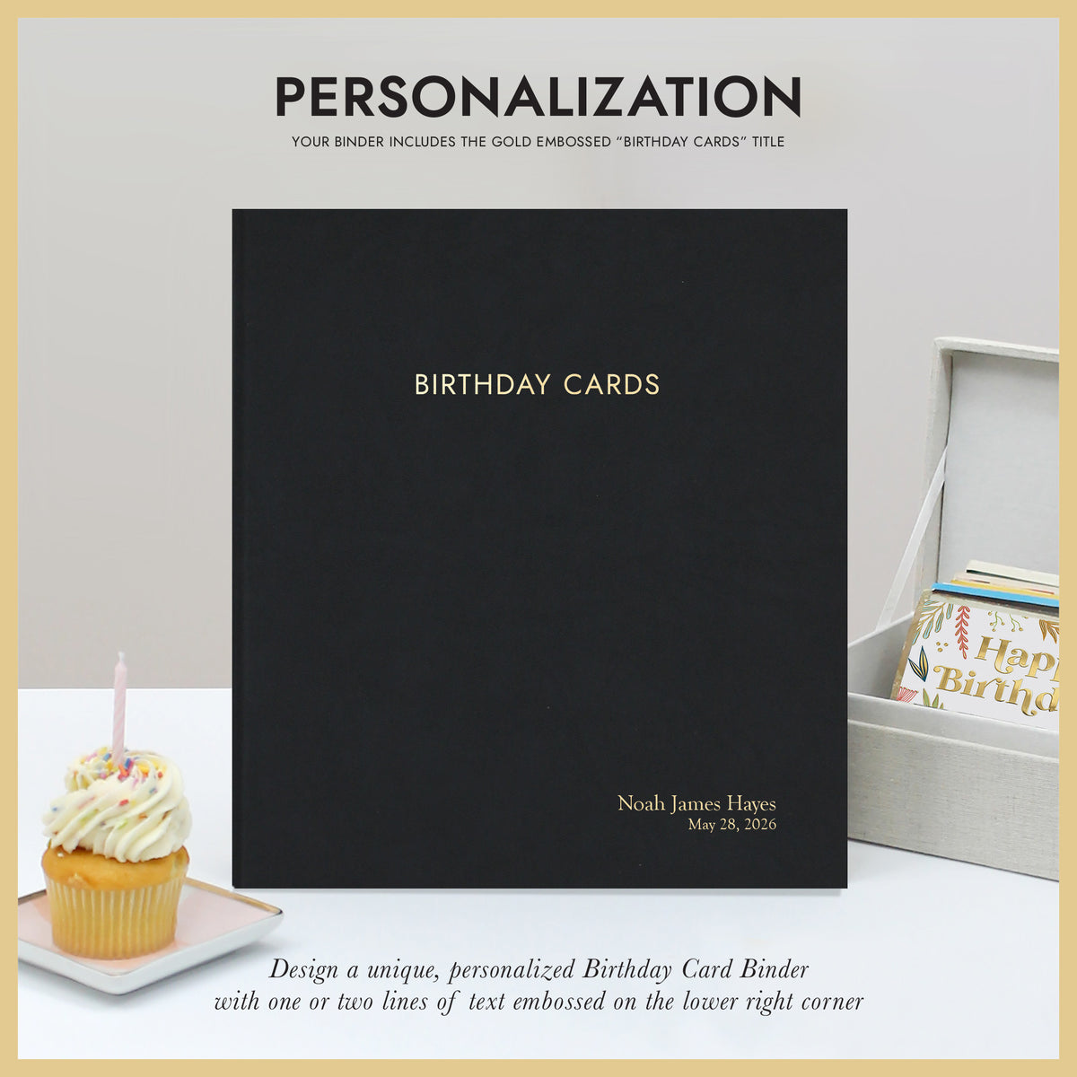 The Birthday Card Binder | Black Vegan Leather