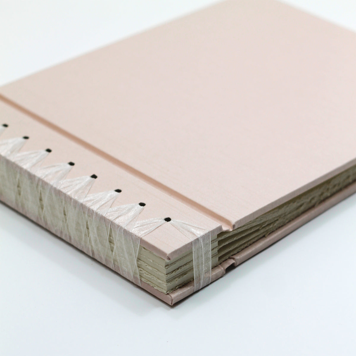 Large 10 x 15 Paper Page Album | Cover: Blush Pink Silk | Available Personalized