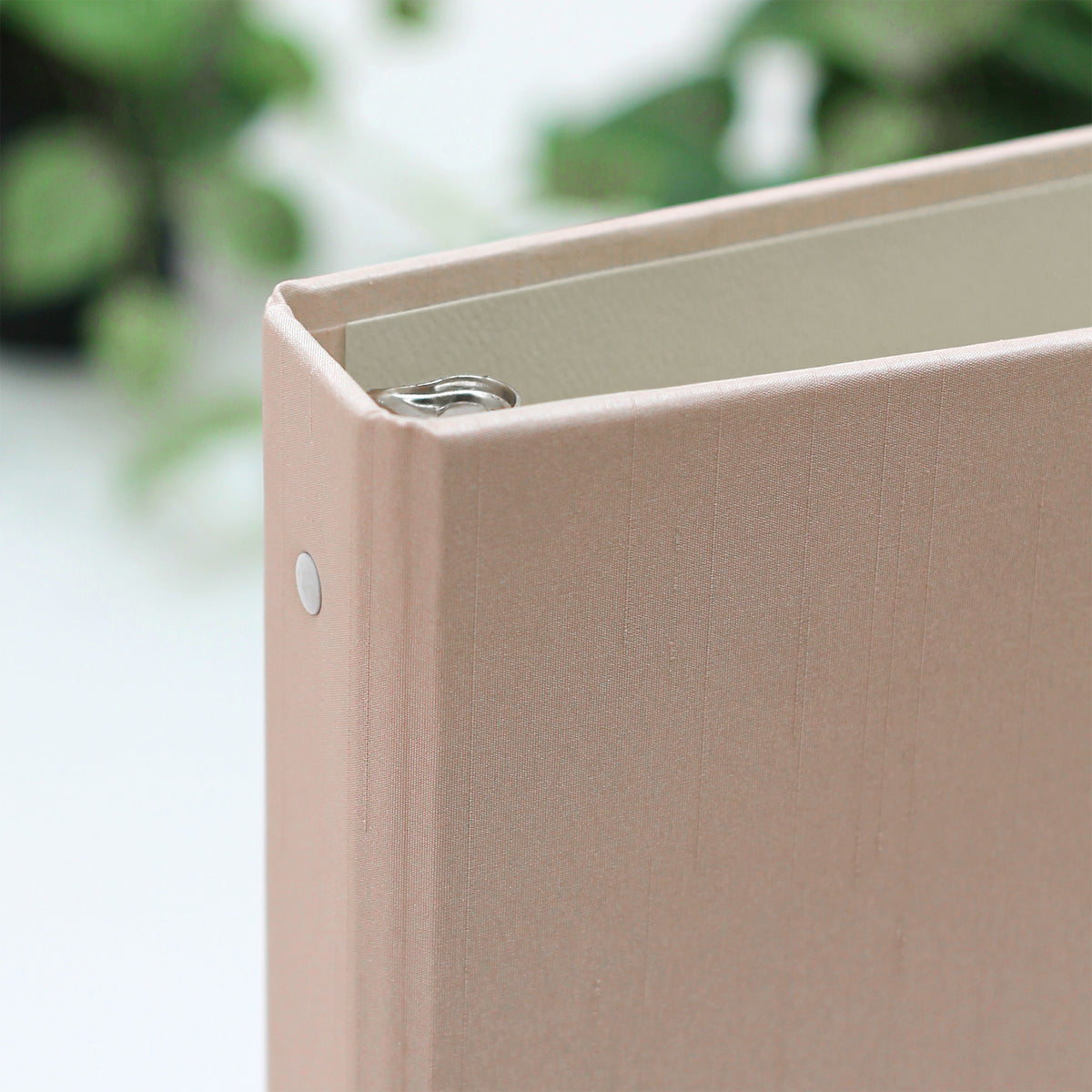 Storage Binder for Photos or Documents with Blush Pink Silk Cover