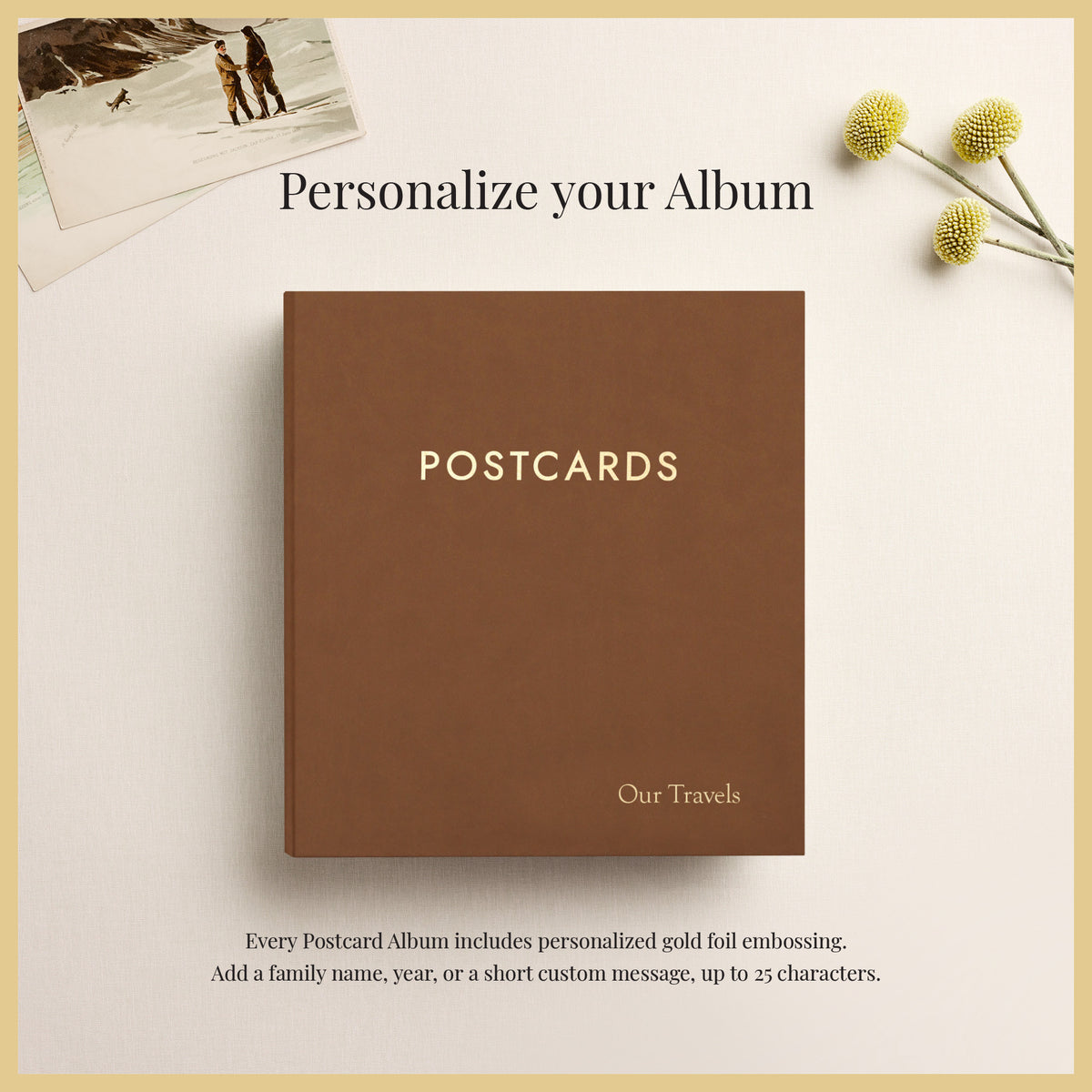The Medium Postcard Album | Light Brown Vegan Leather