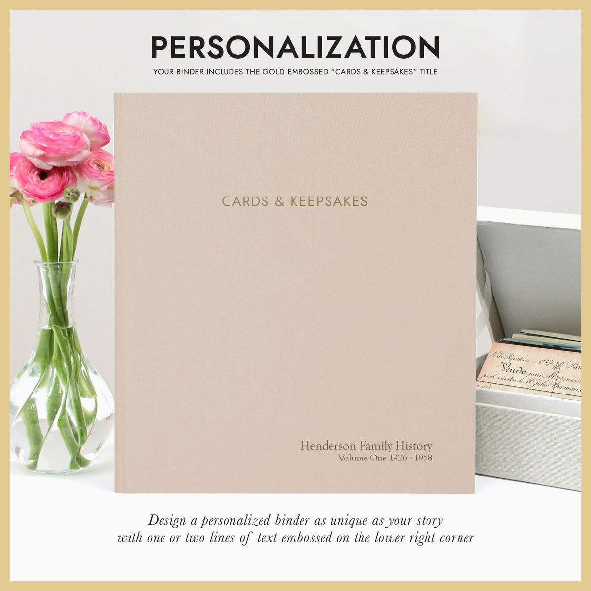 Cards & Keepsakes Binder | Cover: Ballet Pink Cotton | Available Personalized