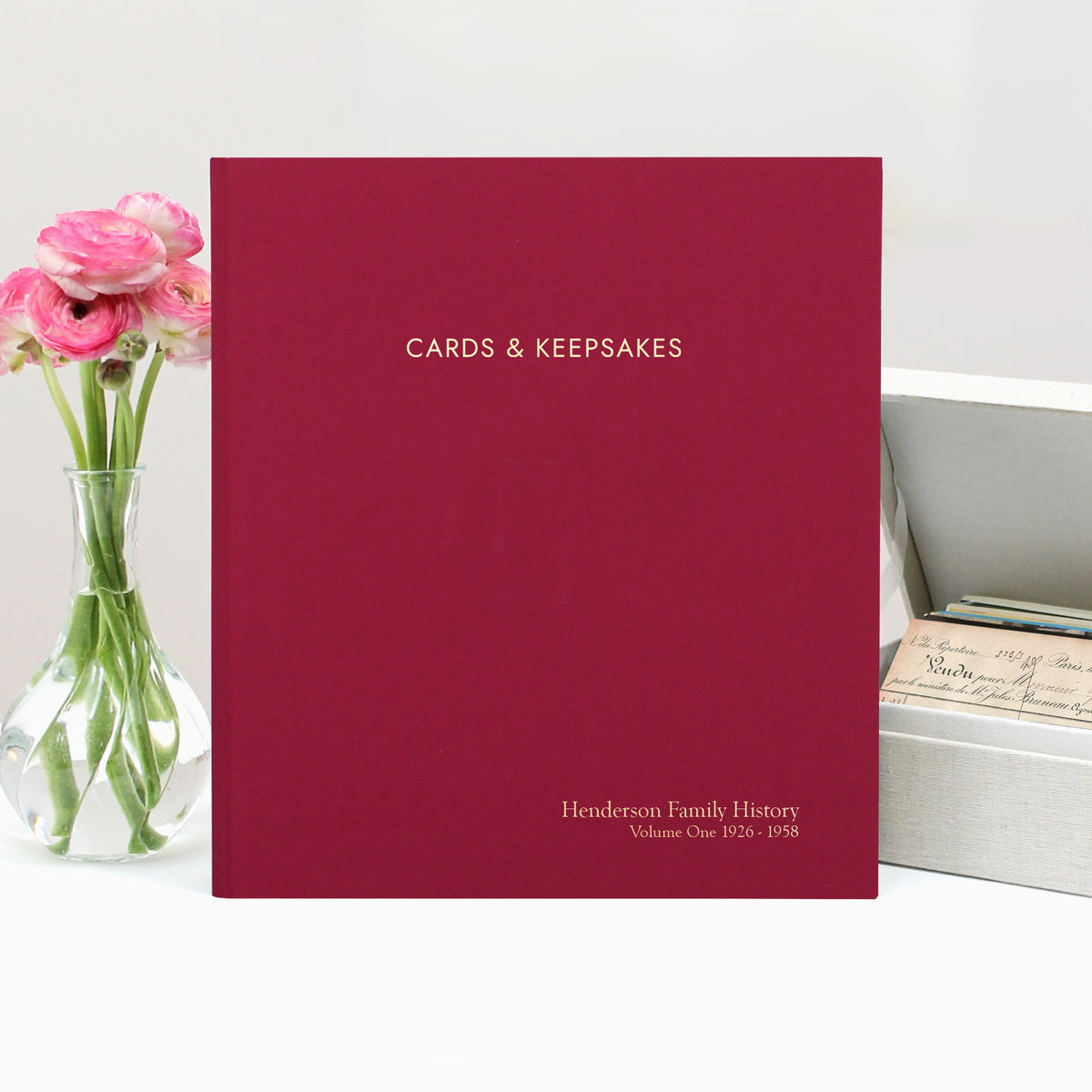 Cards & Keepsakes Binder | Cover: Cranberry Cotton | Available Personalized