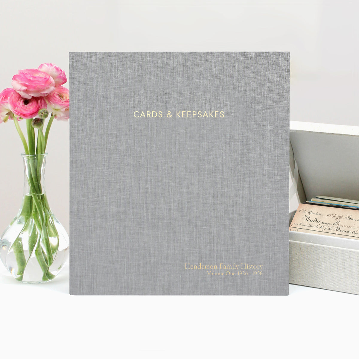 Cards & Keepsakes Binder | Cover: Gray Linen | Available Personalized