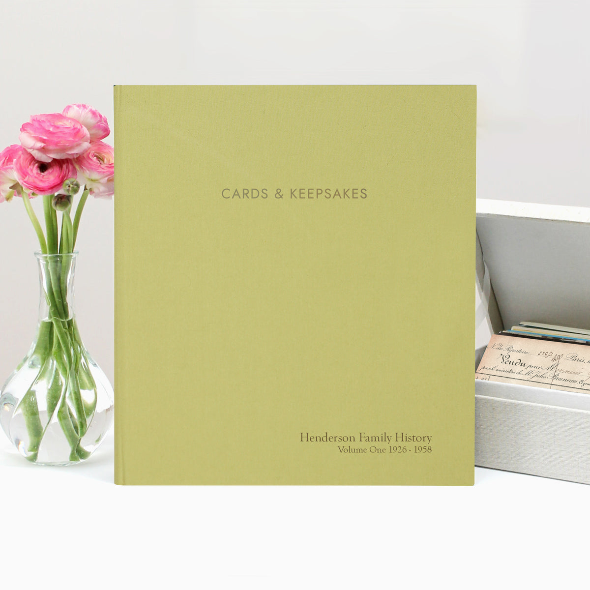 Cards & Keepsakes Binder | Cover: Light Green Cotton | Available Personalized