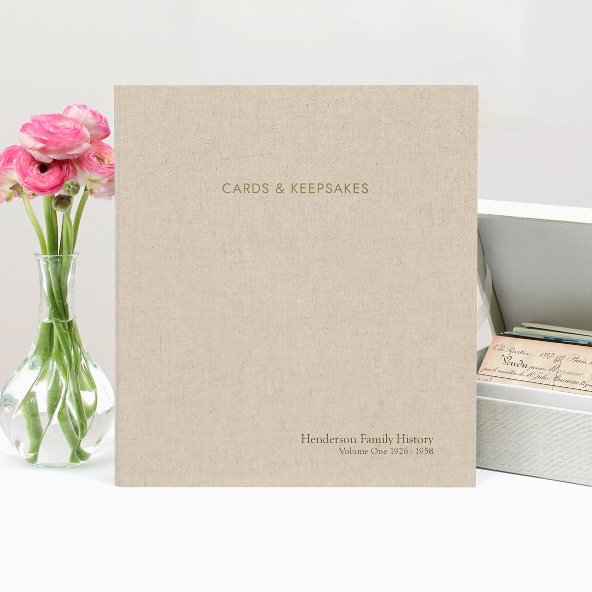 Cards & Keepsakes Binder | Cover: Natural Linen | Available Personalized