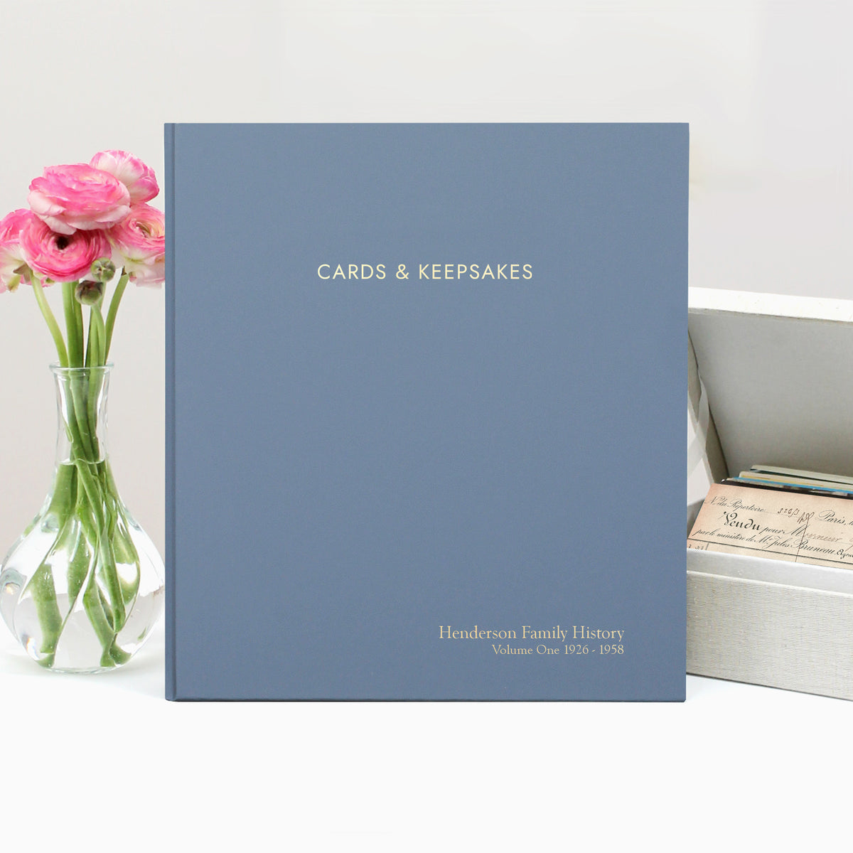 Cards & Keepsakes Binder | Cover: Ocean Blue Vegan Leather | Available Personalized