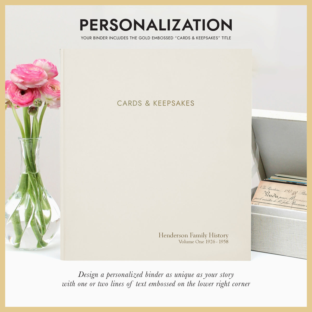 Cards & Keepsakes Binder | Cover: Pearl Vegan Leather | Available Personalized