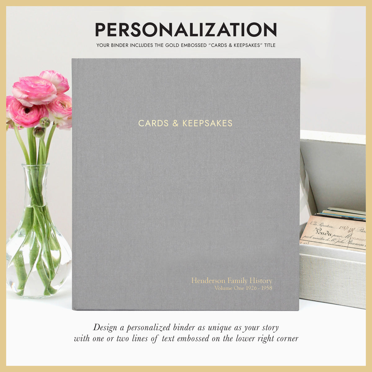 Cards & Keepsakes Binder | Cover: Silver Silk | Available Personalized